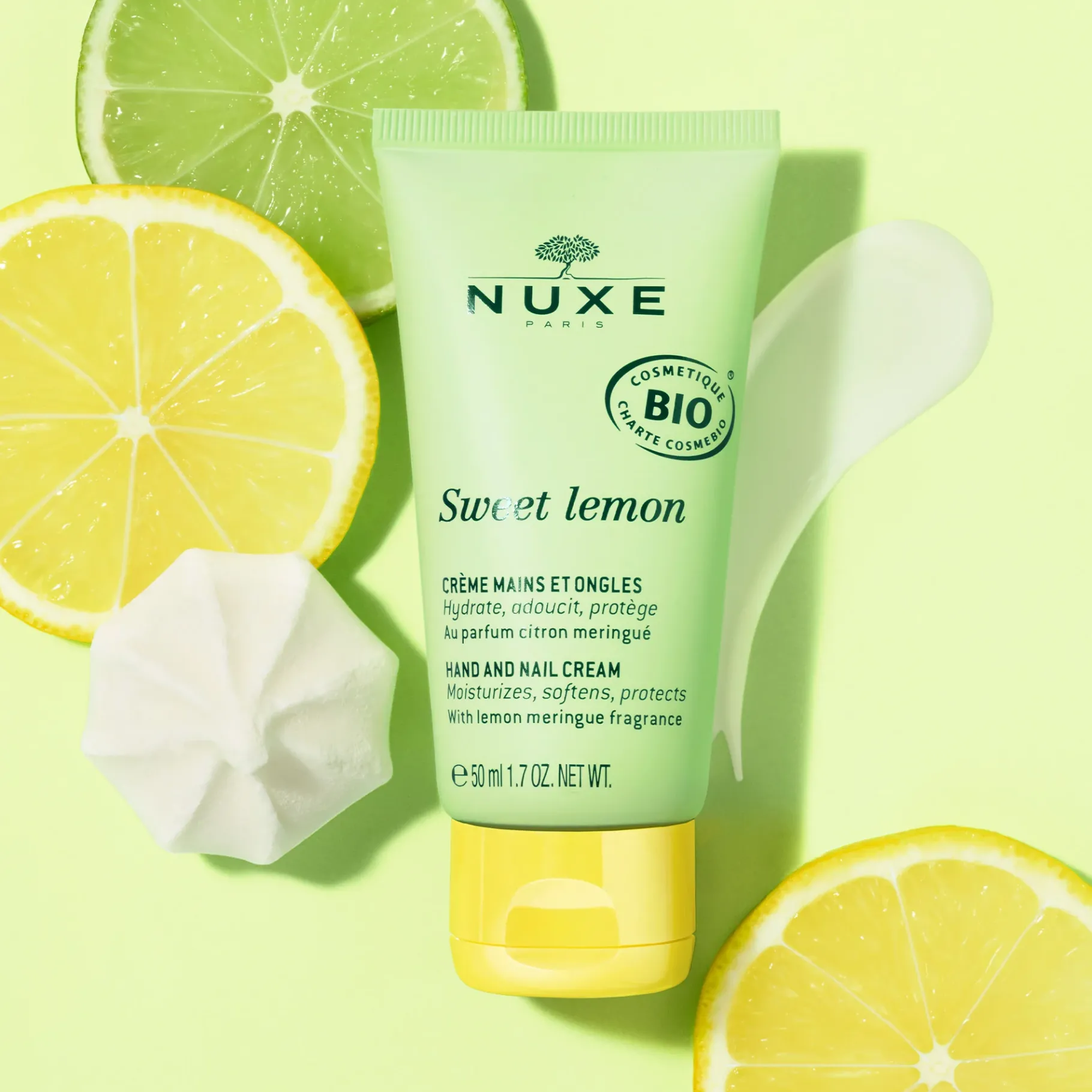 Huiles 100% Végétales|Eclat & Anti-tache|NUXE Crème mains et ongles, Sweet Lemon 50 ml