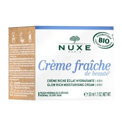 Eclat & Anti-tache|Hydratation|NUXE Crème Riche Éclat Hydratante | 48H, Certifiée Bio